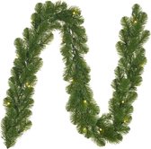 2x guirlandes de pin vert avec lumières de Noël 20 x 180 cm - Guirlandes de Noël illuminées / guirlandes de branches de sapin