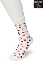 Bonnie Doon Dames Sokken met Casino Print maat 36/42 Wit - Thema Sokken - Kaartspel - Cadeau Sokken - Zacht Katoen met Gladde Teennaad - Comfortabel - Perfect Cadeau - Bright White - BT991106.160