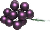 10x Mini glazen kerstballen kerststekers/instekertjes aubergine paars 2 cm - Aubergine paarse kerststukjes kerstversieringen glas