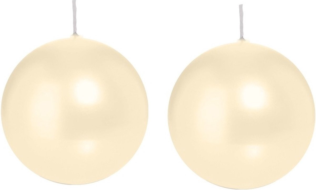 Trend Candles Bolkaars glad - 2x - creme wit - 8 cm - 25 branduren - ronde kaarsen