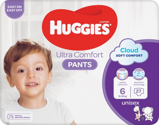 Huggies Culottes absorbantes bébé Ultra Comfort- Taille 6 (15-25 kg) - Unisexe - 108 couches