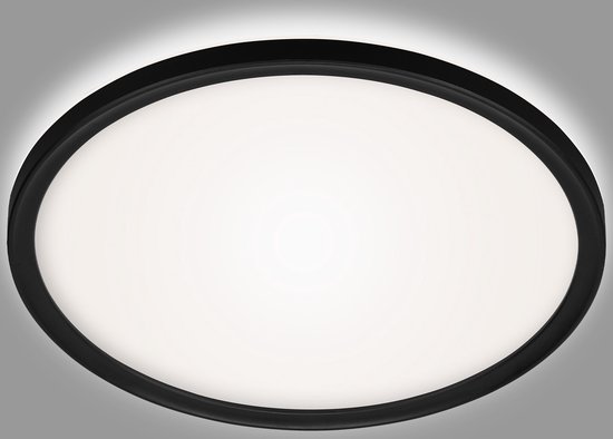 Briloner Leuchten - Plafonnier de salle de bain à LED avec rétro-éclairage, IP44 Plafonnier de salle de bain à LED, ultra plat, lumière blanche neutre, noir, 290x35 mm (DxH)