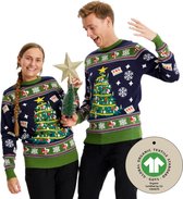 Ugly Christmas Sweater Women & Men - Pull de Noël "Sapin de Noël Magnifiquement Décoré" - 100% Katoen Biologique - Pull de Noël Homme & Femme Taille XXXXL