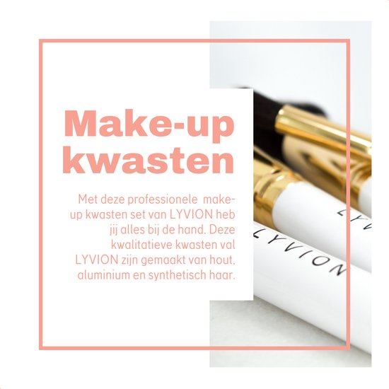 Make-up kwasten Geschenkset 10-delig Synthetisch haar - Wit en Goud - LYVION