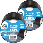 DID - duct tape - reparatietape - zwart - 2 stuks - 10 meter x 48 mm