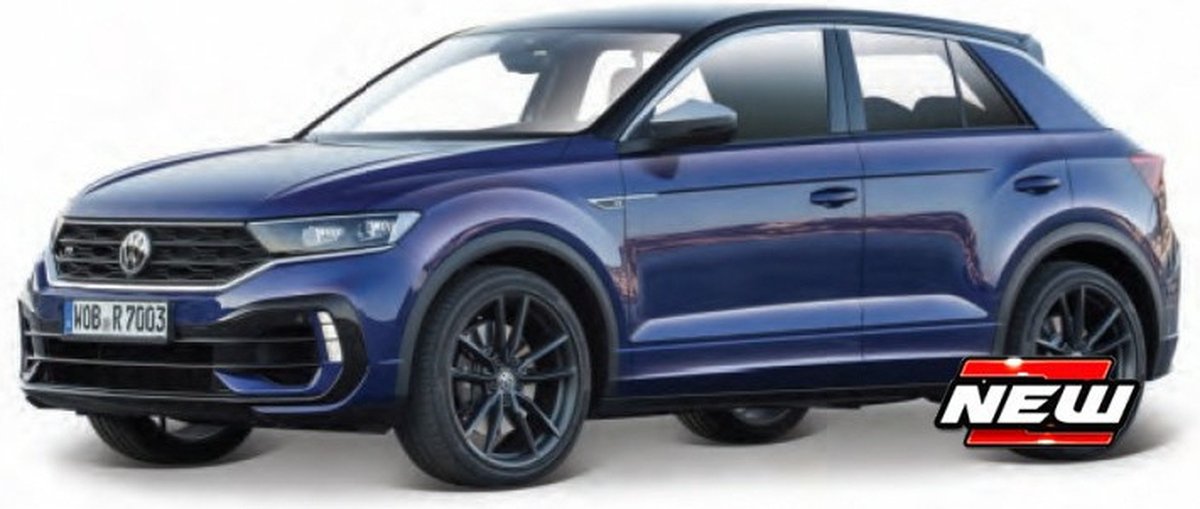 Bburago - Modelauto - Volkswagen T-Roc 2021 - blauw - 10 x 4 x 4 cm