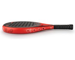 foto van XQMax Thunder 2.0 Padelracket Inclusief Polskoord, Ronde Vorm, Zwart & Rood, 3D Blad, Shock Absorption Core, Glasvezel & Carbon, Padel Racket, Lichtgewicht padelrackets