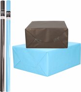 4x rouleaux de papier d'emballage kraft noir/bleu pour garçons/hommes 200 x 70 cm/papier cadeau/papier d'expédition/papier de couverture