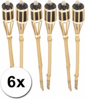 Tuinfakkels voor lampenolie - 6x stuks - 60 cm - bamboe hout - buiten - navulbaar - met insteekpunt