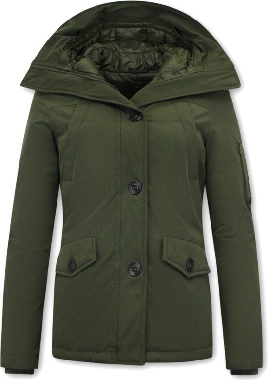Veste d'hiver ajustée à capuche pour femme - 503 - Vert