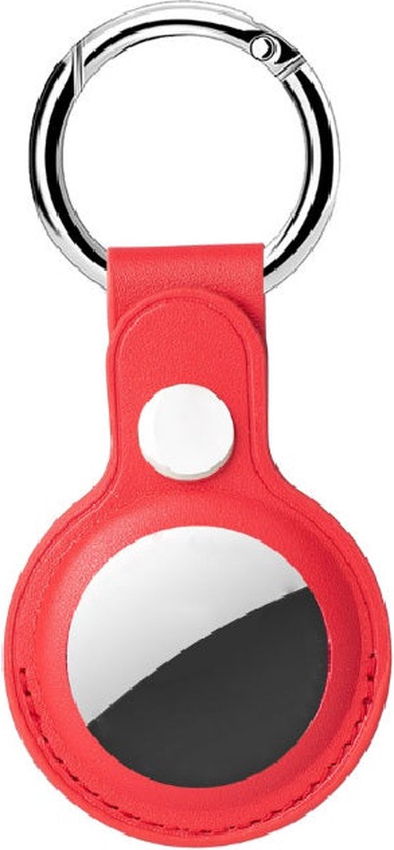 sleutelhanger geschikt voor airtag Apple Houder Lederen Anti-verloren Case Hond Kat Huisdier Kraag Sleutels Gps Tracker Locator Beschermhoes rood