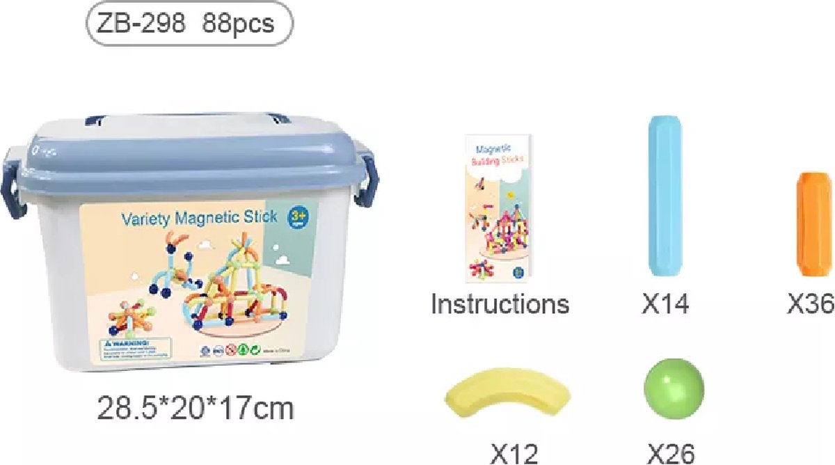 88 Stuks Magnetische Bouwstenen Set - Magneetstaven Voor Kinderen Vanaf 3 Jaar - Educatief Speelgoed
