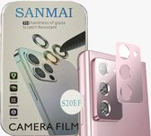 Metalen Camera Lens Protector Voor Samsung Galaxy S20 FE Aluminium Camera Cover Frame Roze goud - 1stuk