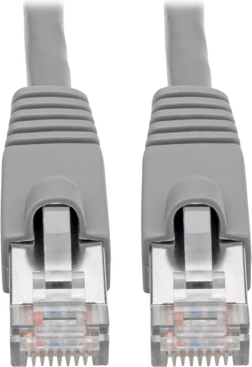 Tripp-Lite N262-014-GY Cat6a 10G-Certified Snagless Shielded STP Network Patch Cable (RJ45 M/M), PoE, Gray, 14 ft. TrippLite
