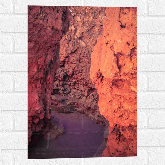 WallClassics - Muursticker - Smal Weggetje tussen Oranje Rotsen - 40x60 cm Foto op Muursticker