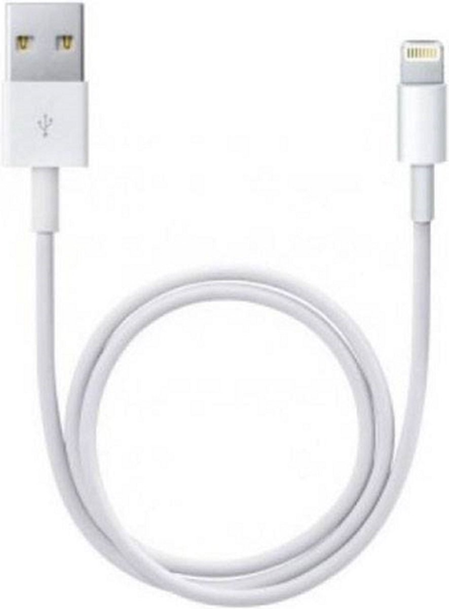Oplader kabel 1 meter geschikt voor Apple iPhone 6,7,8,X,XS,XR,11,12,13,14,Mini,Pro Max - USB kabel - Gecertificeerd - Merkloos