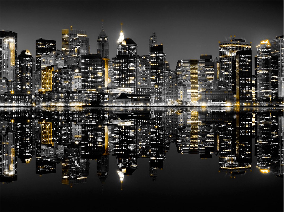 Fotobehang - Goud en zilver - NYC.