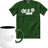 Let is snow - T-Shirt met mok - Heren - Bottle Groen - Maat XL