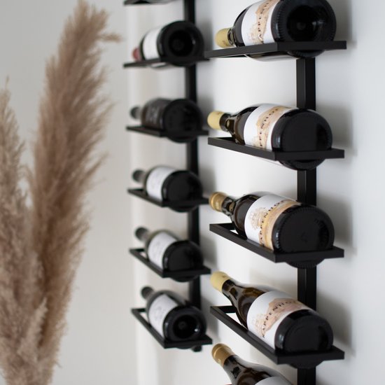 Copain de Vin™ The Wine of Fame - wijnrek - wijnkunst - wijnrekken - 6 flessen - zwart -metaal cadeau geven