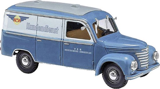 Busch H0 Framo V901/2 Bus Modell – Blaues Modellauto Im Maßstab 1:87, Baujahr 1954