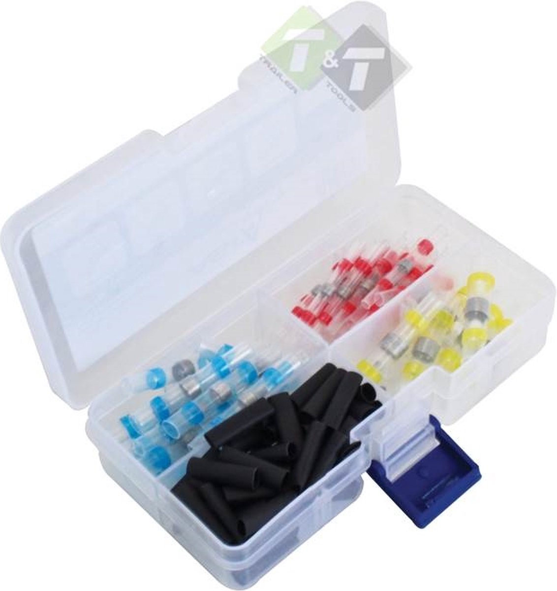 Retoo Soldeerverbinderset, 100 stuks, stootverbinders, kabelverbinders, waterdicht, geïsoleerd, krimpverbinder, knijpverbinders met 4 verschillende maten, smeltlijm, elektrische klemmen
