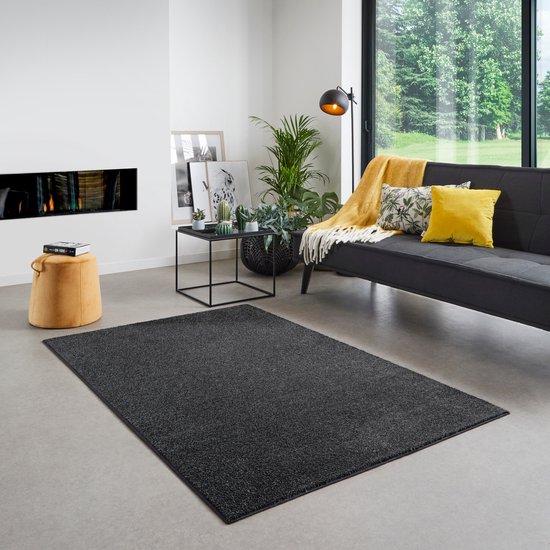 Carpet Studio Santa Fe Vloerkleed 115x170cm - Laagpolig Tapijt Woonkamer - Tapijt Slaapkamer - Kleed Zwart