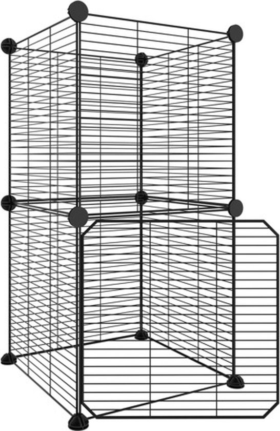 vidaXL Cage pour animal domestique avec porte 8 panneaux Acier Noir 35x35 cm