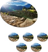 Onderzetters voor glazen - Rond - Peru - Machu Picchu - Zon - 10x10 cm - Glasonderzetters - 6 stuks