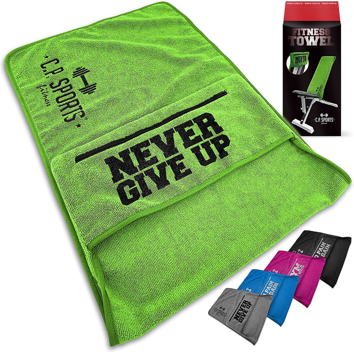 Fitnesshanddoek, 120 x 50 cm, sporthanddoek met ritsvak, microvezel handdoek van hoogwaardige microvezel, super zweetabsorptie, gymhanddoeken voor sportschool, training, donkergrijs