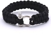Stoere Survival Paracord armband - Roestvrij staal - Ronde sluiting - Survival - Zwart