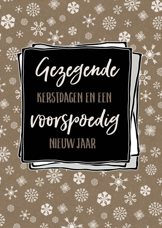 Kerstkaart 'Gezegende kerstdagen sneeuwvlok'' 12 stuks met envelop bol