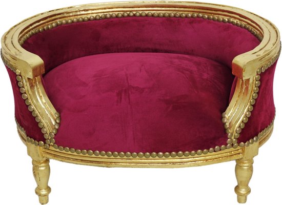 Luxe Dierenmand - Barok stijl - Kattenmand - Hondenmand - Handgemaakt - Goud Bordeaux