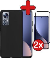 Hoesje Geschikt voor Xiaomi 12X Hoesje Siliconen Case Hoes Met 2x Screenprotector - Hoes Geschikt voor Xiaomi 12X Hoes Cover Case - Zwart