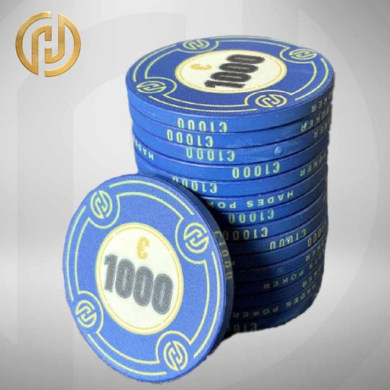 Hades Cashgame Deluxe Poker Chips €1.000, donkerblauw (25 stuks