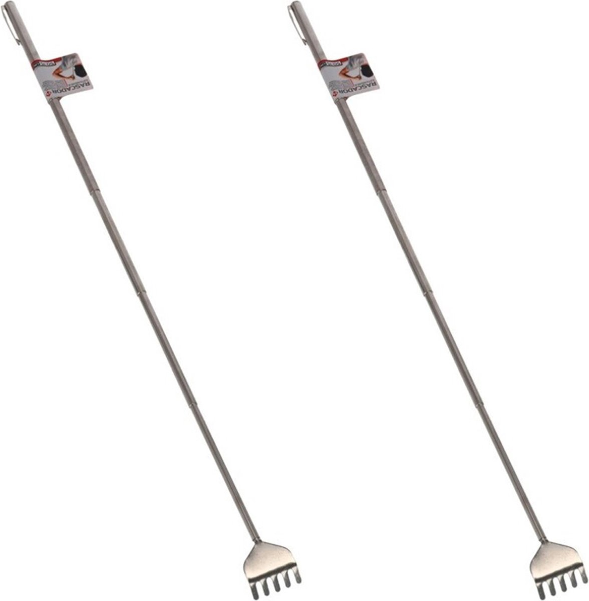 Goedkoopste Gerim - Stevige hark ruggenkrabber - 2x stuks - uitschuifbaar tot 50 cm - zilver
