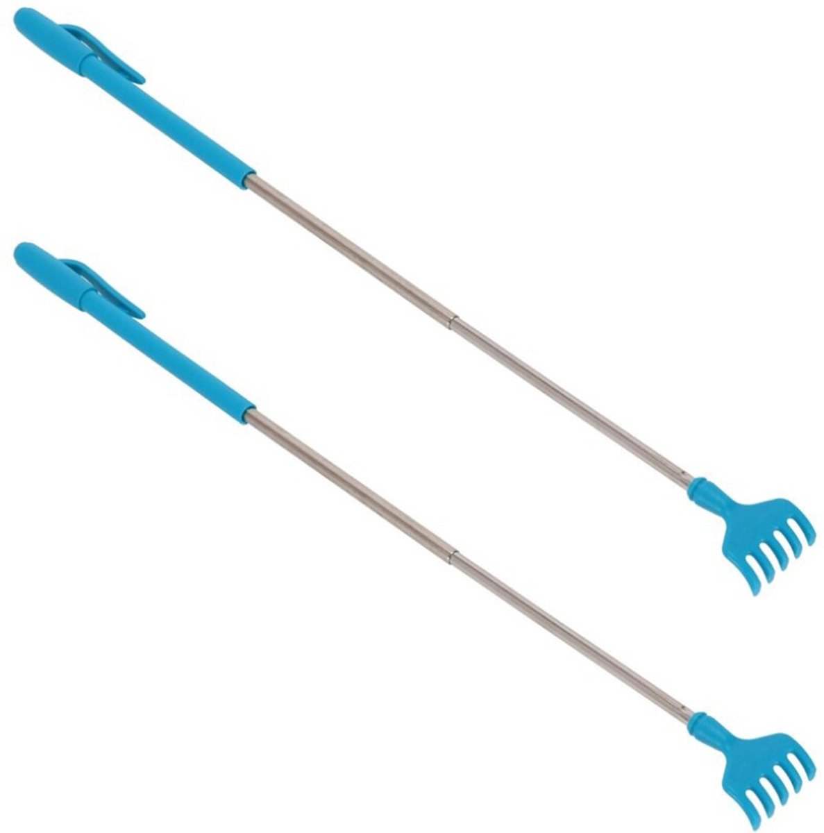 Goedkoopste Gerim - Stevige hark ruggenkrabber - 2x stuks - uitschuifbaar tot 40 cm - blauw