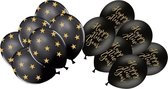 Ballons à thème Happy New Year noirs 2 types d'impressions - set 24x pièces