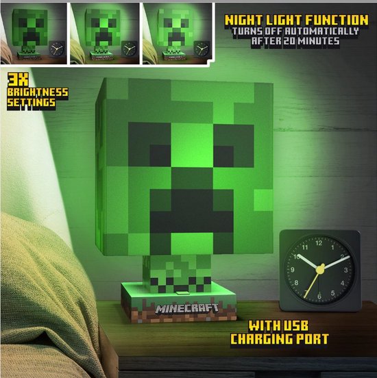 Minecraft: Creeper Icon Lamp with USB Charger