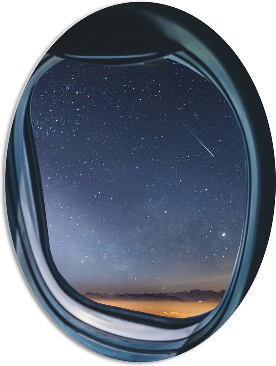 WallClassics - PVC Schuimplaat Ovaal - sterrenhemel vanuit Vliegtuig - 51x68 cm Foto op Ovaal  (Met Ophangsysteem)