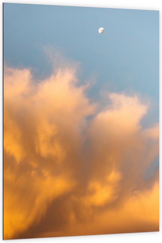 WallClassics - Dibond - Oranje Wolken - 100x150 cm Foto op Aluminium (Wanddecoratie van metaal)