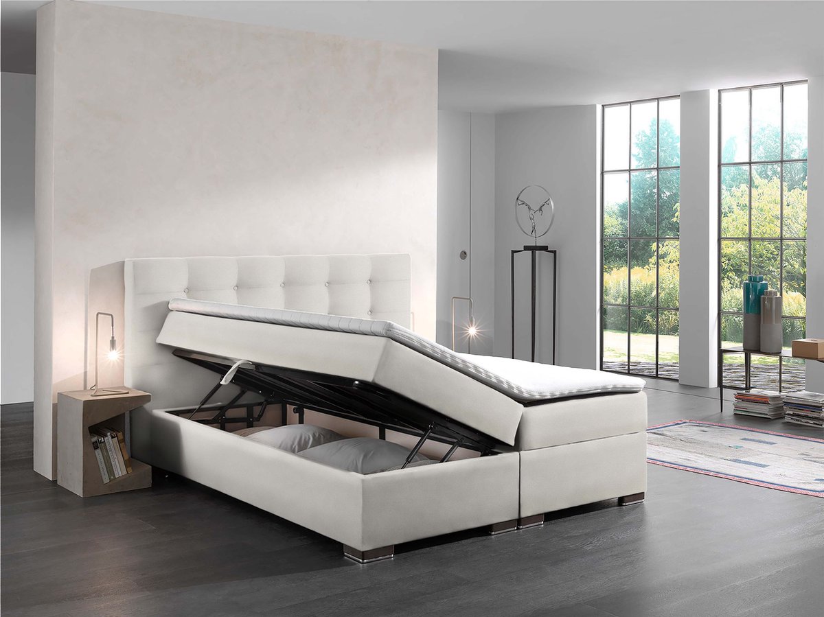 Boxspring Bed Malaga 120x200 cm 'compleet bed met opbergruimte matrassen en topper' promo aanbieding zetelsenbedden