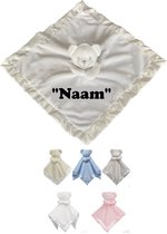 Soft Touch Knuffeldoekje Beertje Met Naam-persoonlijk kraamcadeau 38 x 38 Cm BC21 Kleur: Roze