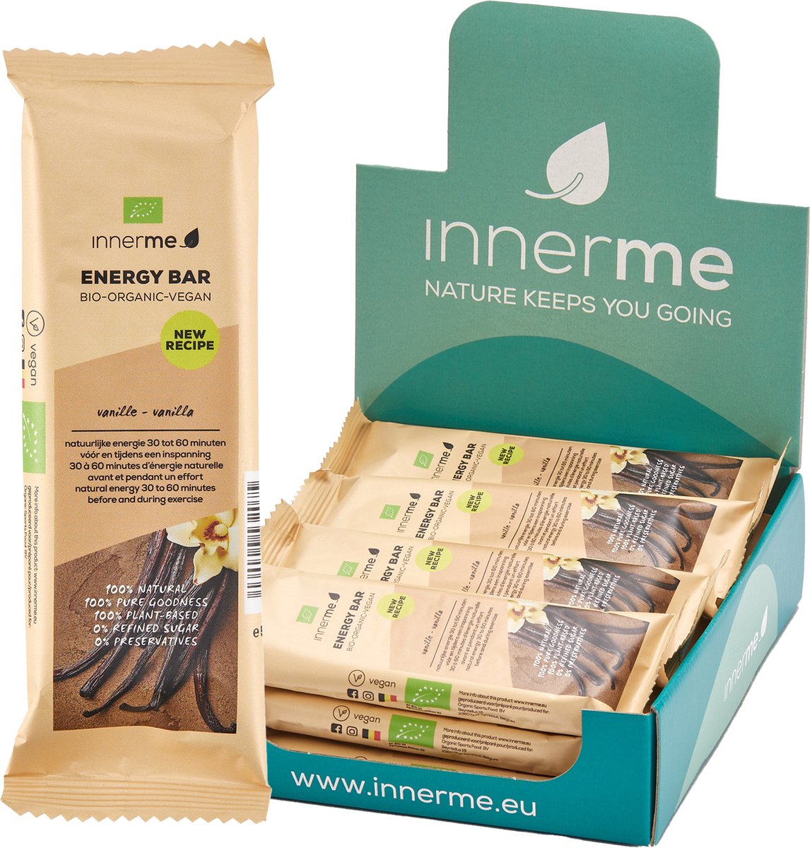 Innerme Energy Bars 'Vanille' - bio & vegan sportreep - 12 energierepen 50g