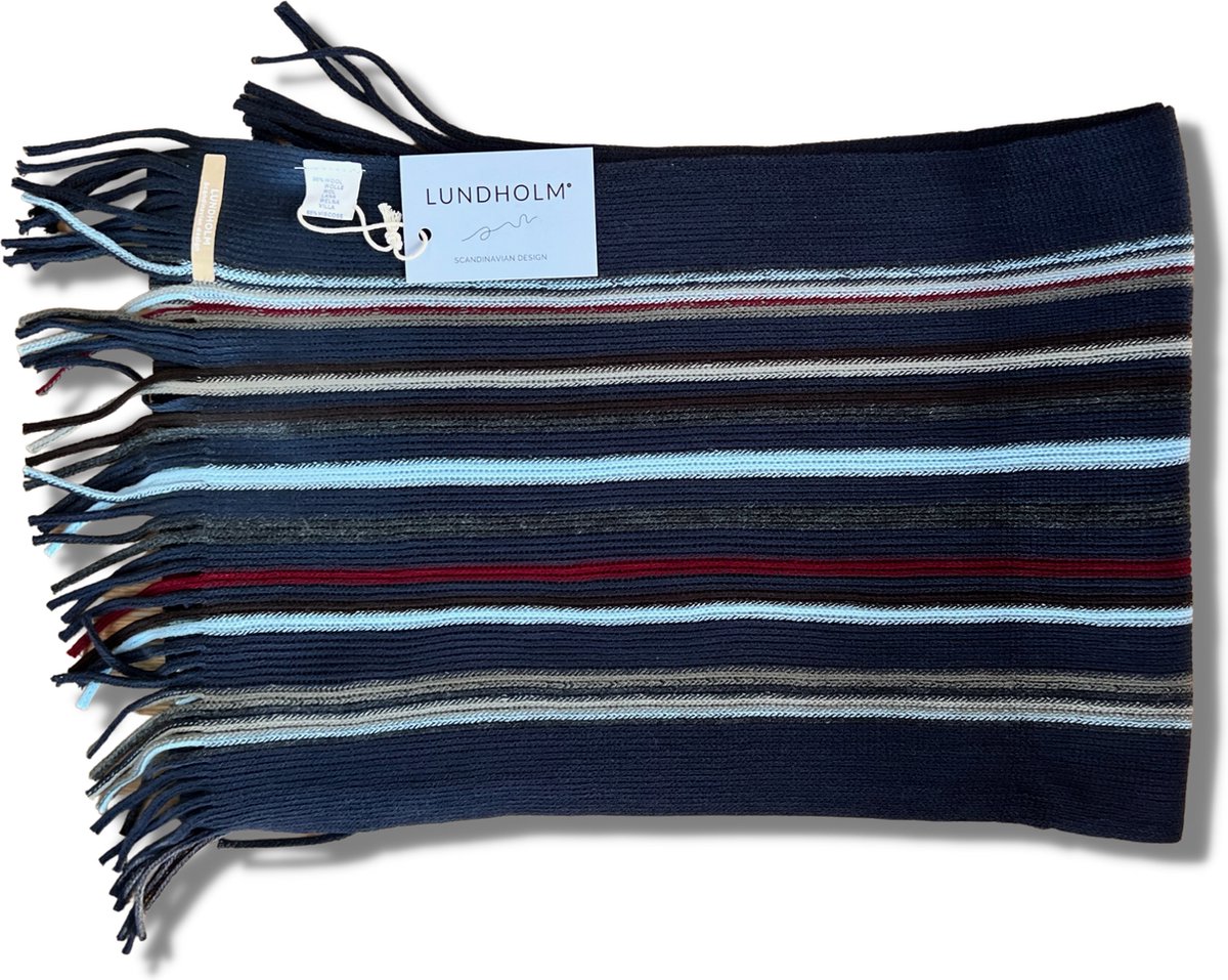 Lundholm Sjaal heren winter donkerblauw - hoogwaardige kwaliteit met wol - wollen sjaal blauw - mannen cadeautjes tip | Scandinavisch design - Sylt serie