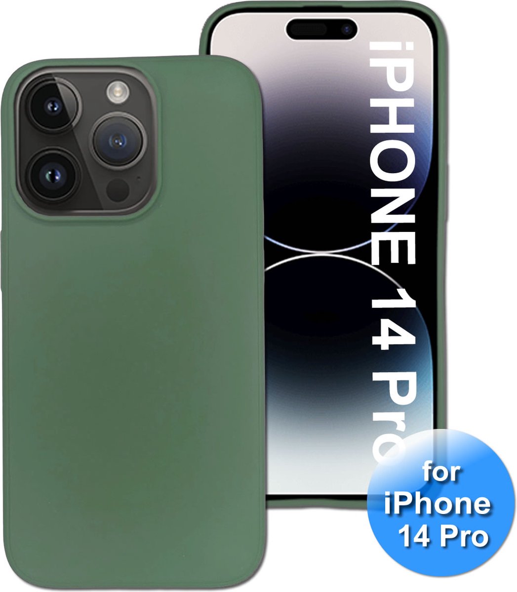 Hoesje geschikt voor de iPhone 14 Pro - Telefoonhoesje - Backcover - Siliconen - Leger Groen