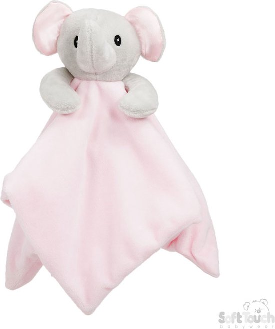 Soft Touch Knuffeldoekje Olifant Met Naam-persoonlijk kraamcadeau 36 x 36 Cm BC36 Kleur: Roze van Soft Touch — afbeelding 2
