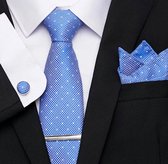 Cravate Luxe Bleu Clair | Set de cravate avec Boutons de manchette et pochette | Coffret Cadeau De Luxe | Cadeau homme | cadeau de Noël