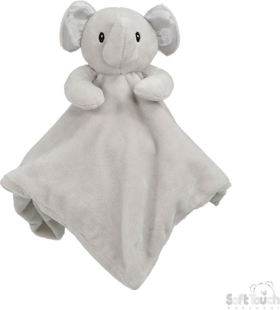 Soft Touch Knuffeldoekje Olifant Met Naam-persoonlijk kraamcadeau 36 x 36 Cm BC36 Kleur: Grijs van Soft Touch — afbeelding 2
