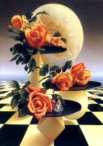 Diamond painting - Canvasdoek met voorbedrukte afbeelding - 40x50 roos met uniek achtergrond