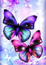 Diamond painting - Canvasdoek met voorbedrukte afbeelding - 40x50cm mooie gekleurde vlinders
